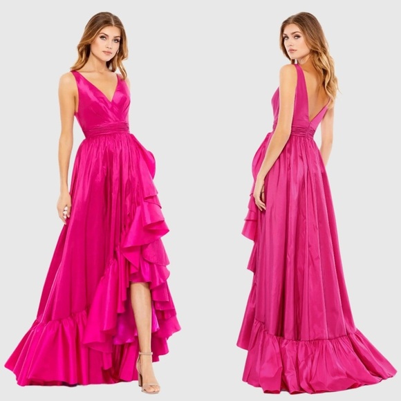 Mac Duggal Dresses & Skirts - Mac Duggal 67835 Pink Taffeta High Low Ruffle Gown Size 8 NWT